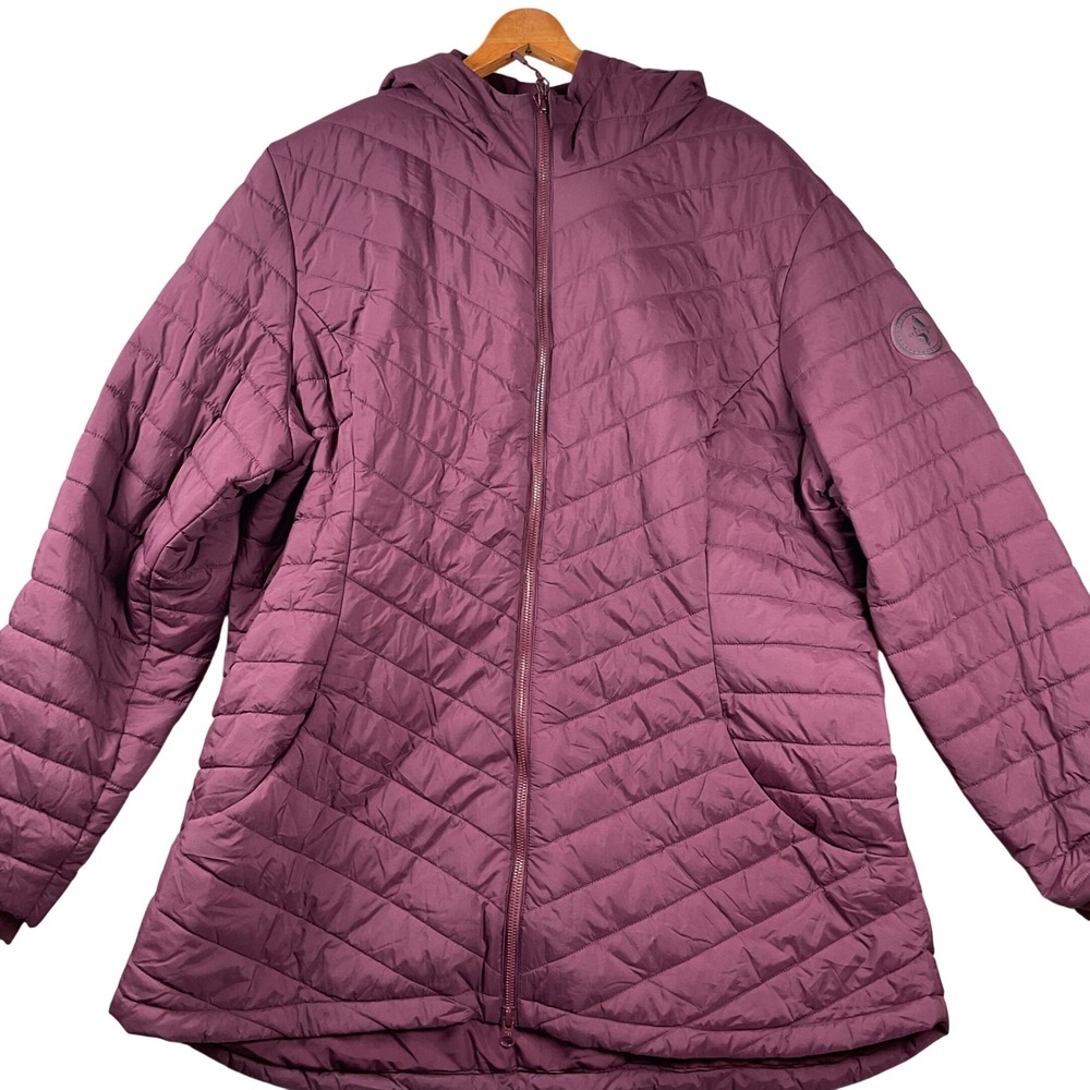Skechers Puffer Jacket Womens 2XL Purple Hooded Quilted Full Zip Lightweight